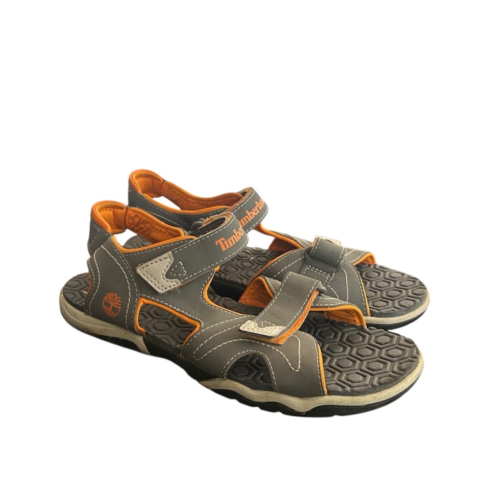 Timberland Boys Youth Sandals Gray Orange A2401 Shoes Size 6 Womens 7.5-8